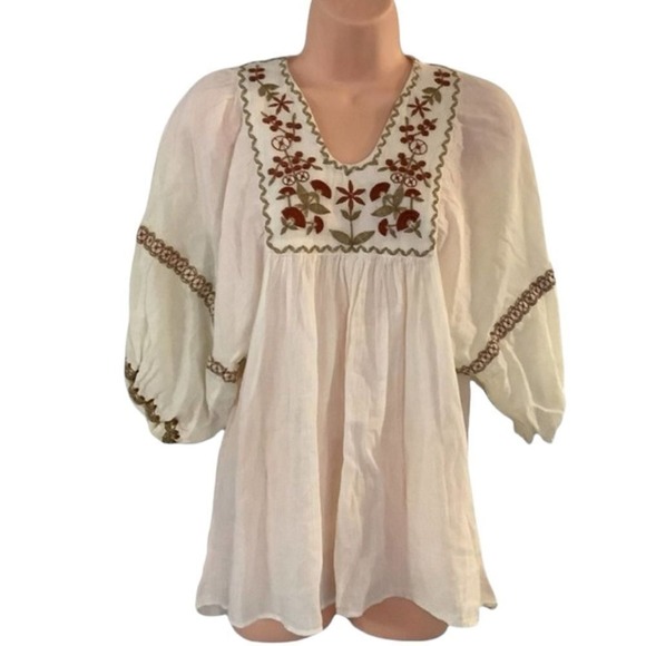 Max Studio square neck boho 100% cotton blouse sizes S - Picture 1 of 5